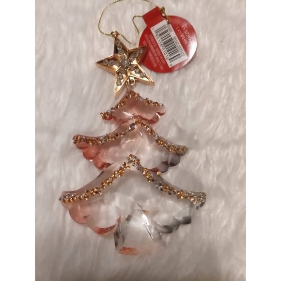 3 Glitter Glam Jeweled Crystal Acrylic Tree Sparkling Ornament 3" x 0.75" x 4.7" - Picture 2 of 3